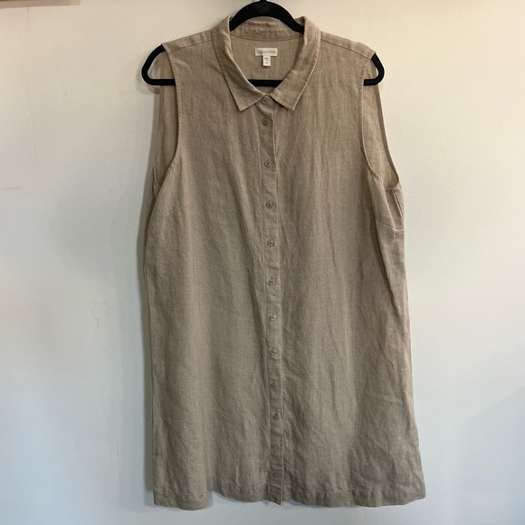 Garnet Hill Classic Linen Shirt Dress - Picture 2 of 10